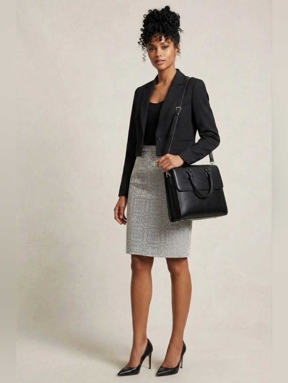 Ann Taylor LOFT Light Silver Gray Jacquard Skirt